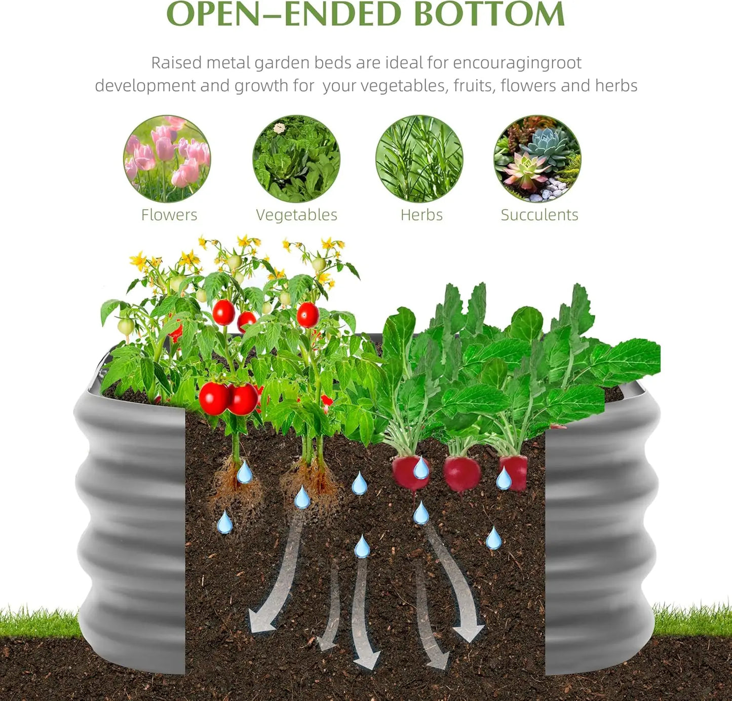 2-Pack Metal Raised Garden Bed, 2x1ft Outdoor Planter Box for Vegetables and Flowers, Dark Grey