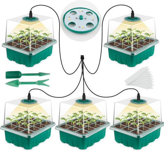 Grow stronger, healthier seedlings with this all‑in‑one 12‑cell starter kit.   full‑spectrum grow light, adjustable humidity dome, and deep planting cells that support fast sprouting.