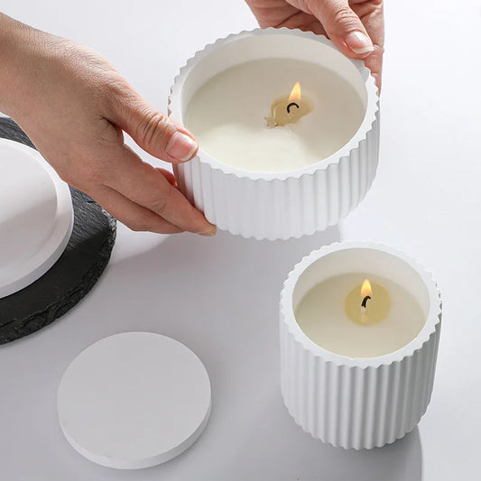 DIY Candle Cup Storage Box Cement Mold Crystal Epoxy Storage Box Silicone Mold Handmade Round Candle jar Mold