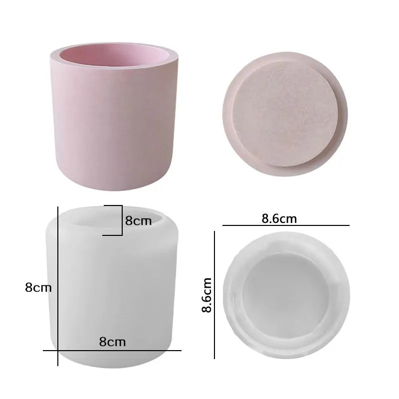 DIY Candle Cup Storage Box Cement Mold Crystal Epoxy Storage Box Silicone Mold Handmade Round Candle jar Mold