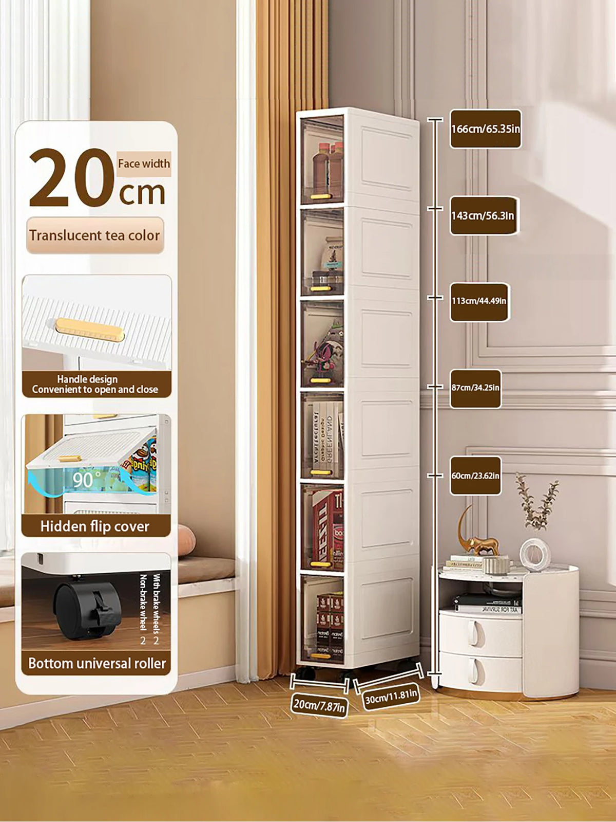 Gap storage cabinet, multi-functional ultra-thin organizer-suitable for kitchen and bathroom gaps, storage cabinet, home storage