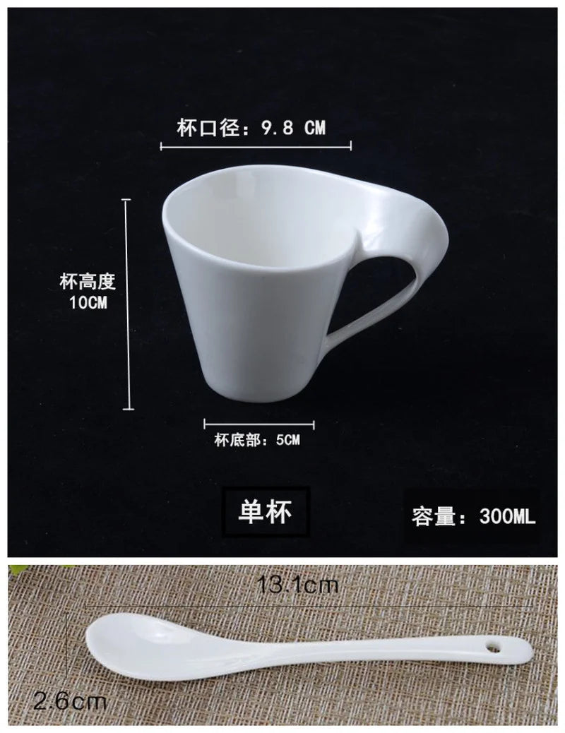 European-style White Porcelain Wavy Coffee Cup Delicate Milk Dessert Mug Special-shaped Ceramic Espresso Cup Home Decoration New