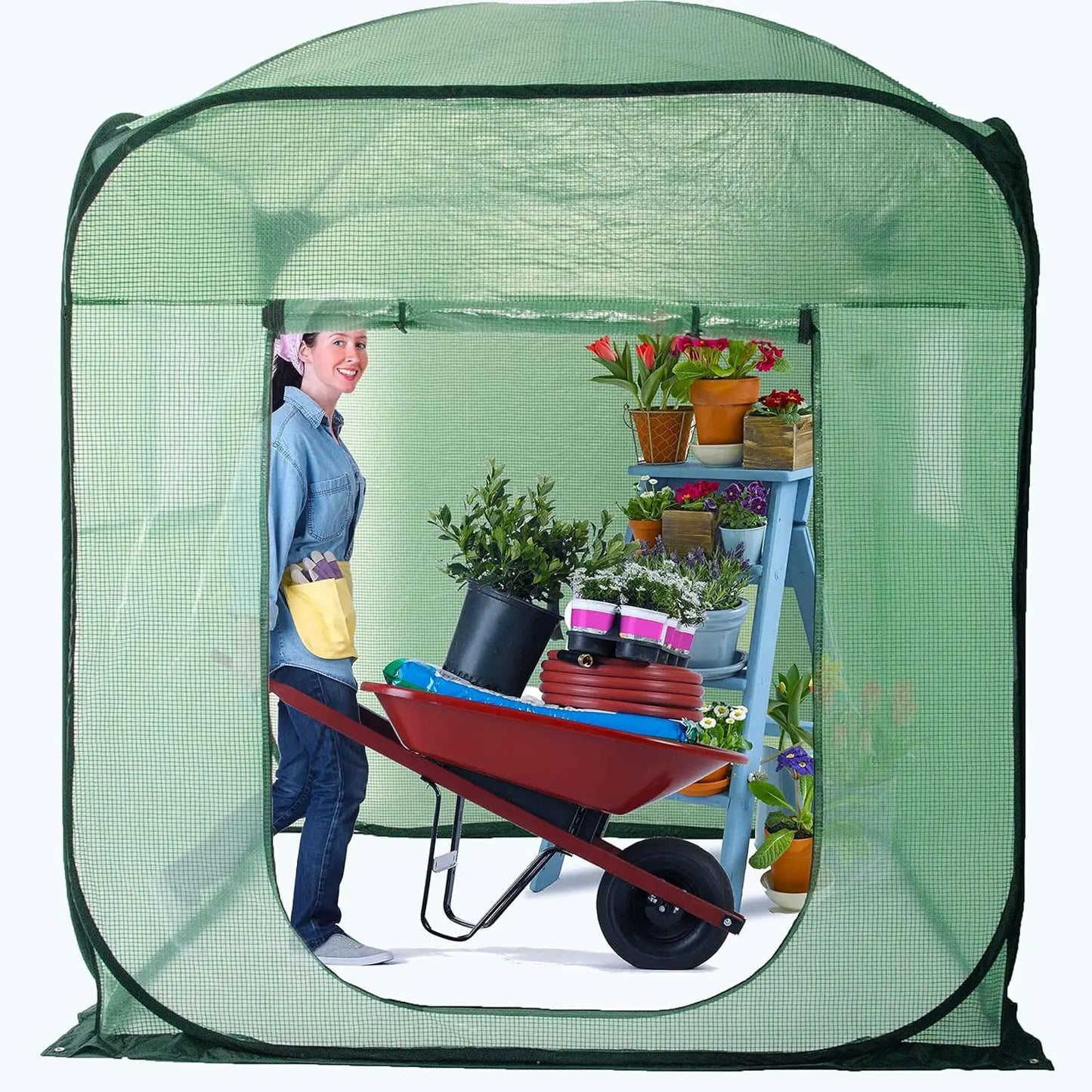 Indoor/Outdoor XL Pop‑Up Greenhouse Tent – Walk‑In Flower House with PE Mesh Cloth