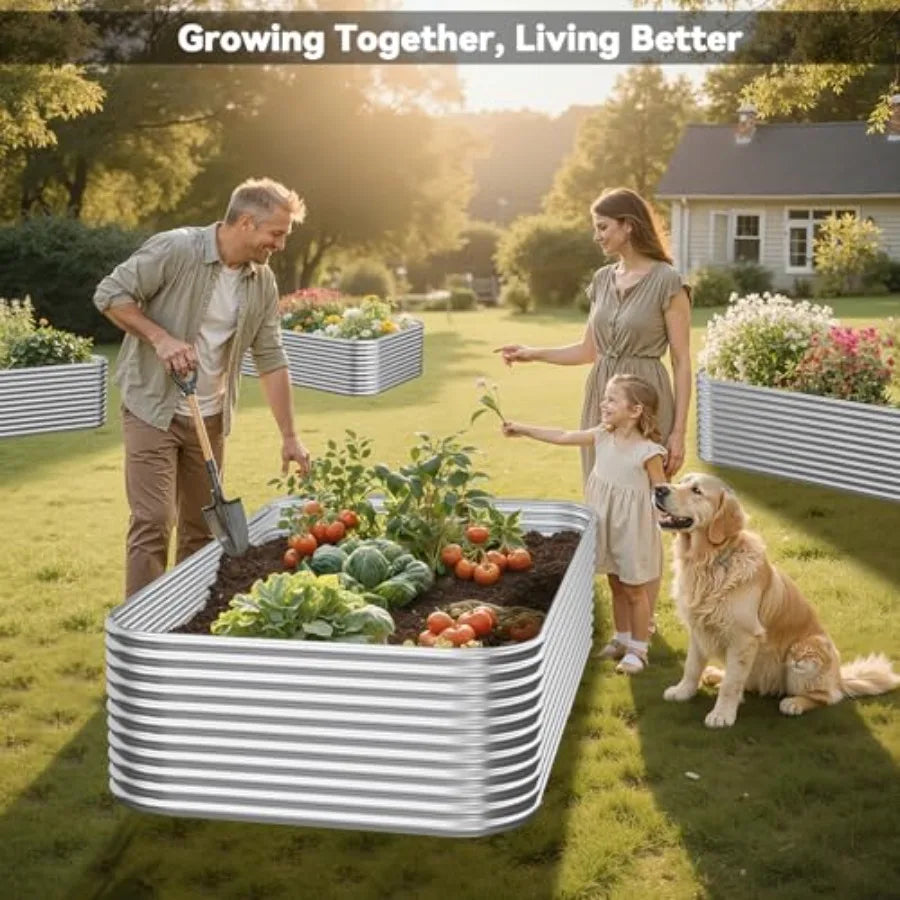 2 Pack Tall 8x3FT Raised Beds for Gardening Corrugated Galvanized Steel Raised Garden Bed Outdoor Metal Above Ground Garden Bed