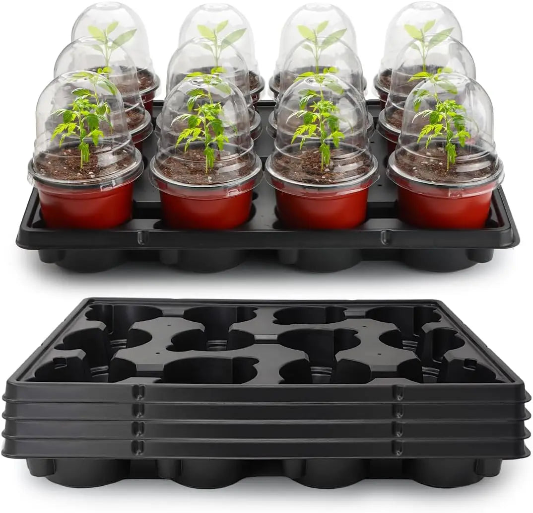 60 Pack 4 Inch Nursery Pots with Humidity Domes & 5 Seedling Trays, Sturdy Plant Propagation Set for Gardeners