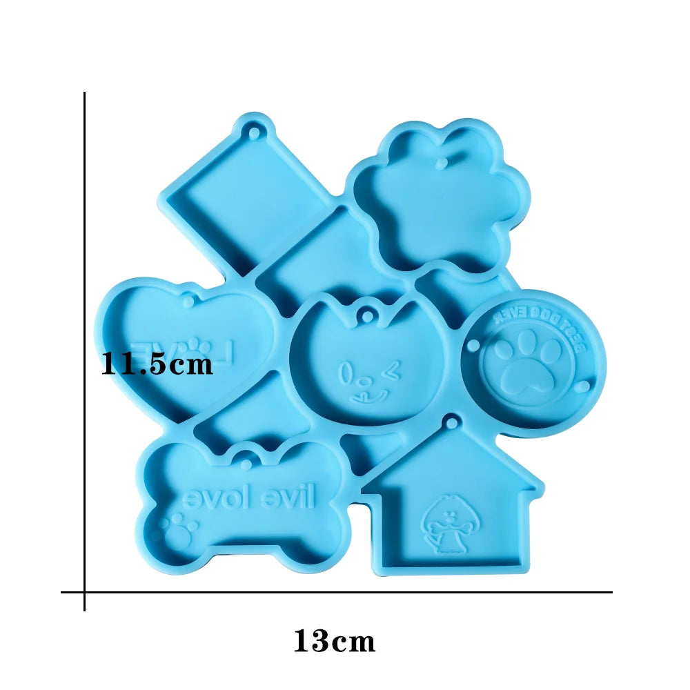 Dog Tag Bone Shaped Keychain Casting Silicone Mold for DIY Key Chain Pendant Crystal Epoxy Resin Molds Craft Jewelry Making Tool