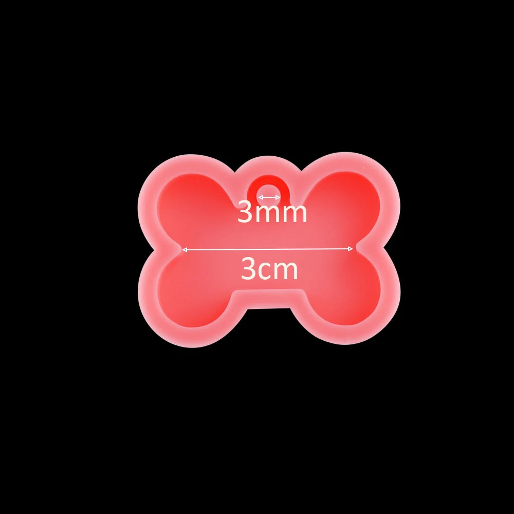 Dog Tag Bone Shaped Keychain Casting Silicone Mold for DIY Key Chain Pendant Crystal Epoxy Resin Molds Craft Jewelry Making Tool