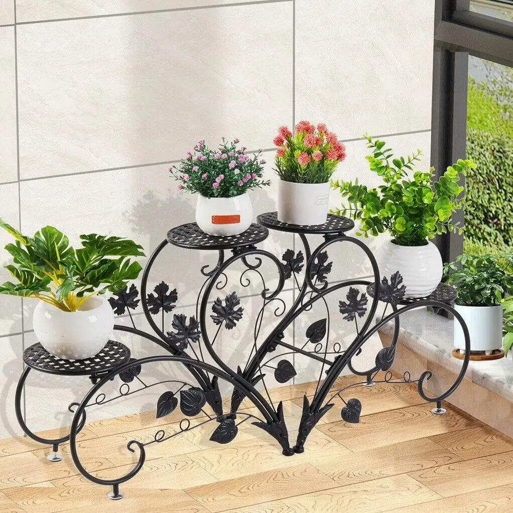2 PCS Metal Plant Stand Heart-shape Flower Pot Display Holder Garden Support