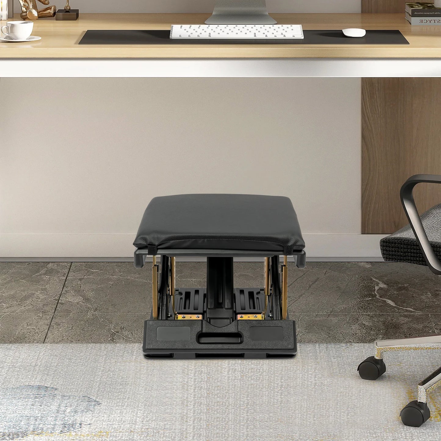 4 Height Level Ergonomic Foldable Footrest Adjustable Foot Rest Portable Footrest Capacity 80kg