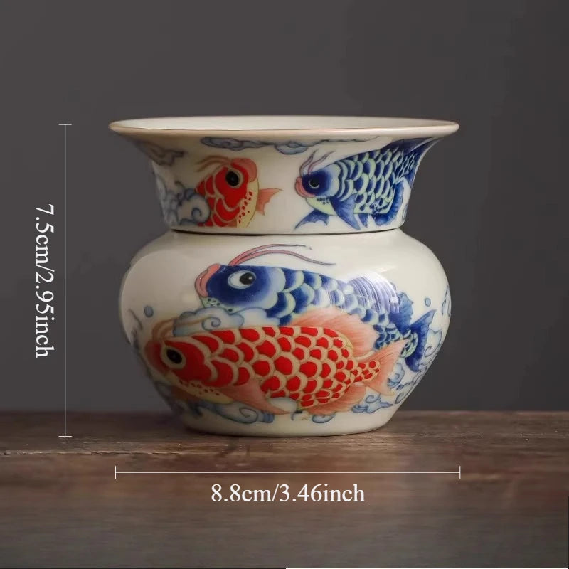 Dragon Fish Triple Talisman Covered Bowl Home-use Chinese Tea Pitcher Single-piece Non-burning Tea Set with Lid Kung Fu