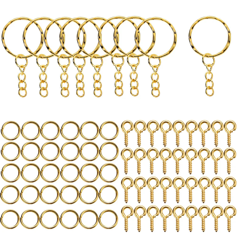110/220Pcs Keychain Open Jump Rings Eye Pins Jewelry Making Accessories Kits for DIY Epoxy Resin Key Chain Key Ring Pendants