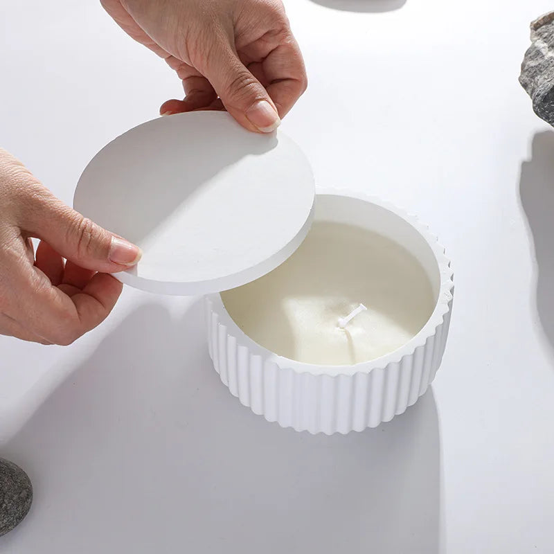DIY Candle Cup Storage Box Cement Mold Crystal Epoxy Storage Box Silicone Mold Handmade Round Candle jar Mold