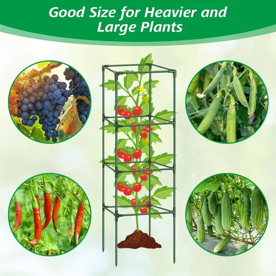 Square Steel Tomato Plant Cage – Heavy‑Duty Support Tower for Cherry Tomatoes