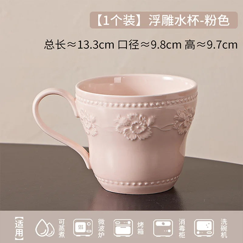 Relief French‑cream ceramic set — a high‑value household combo with rice bowl, vegetable plate, and matching chopsticks.