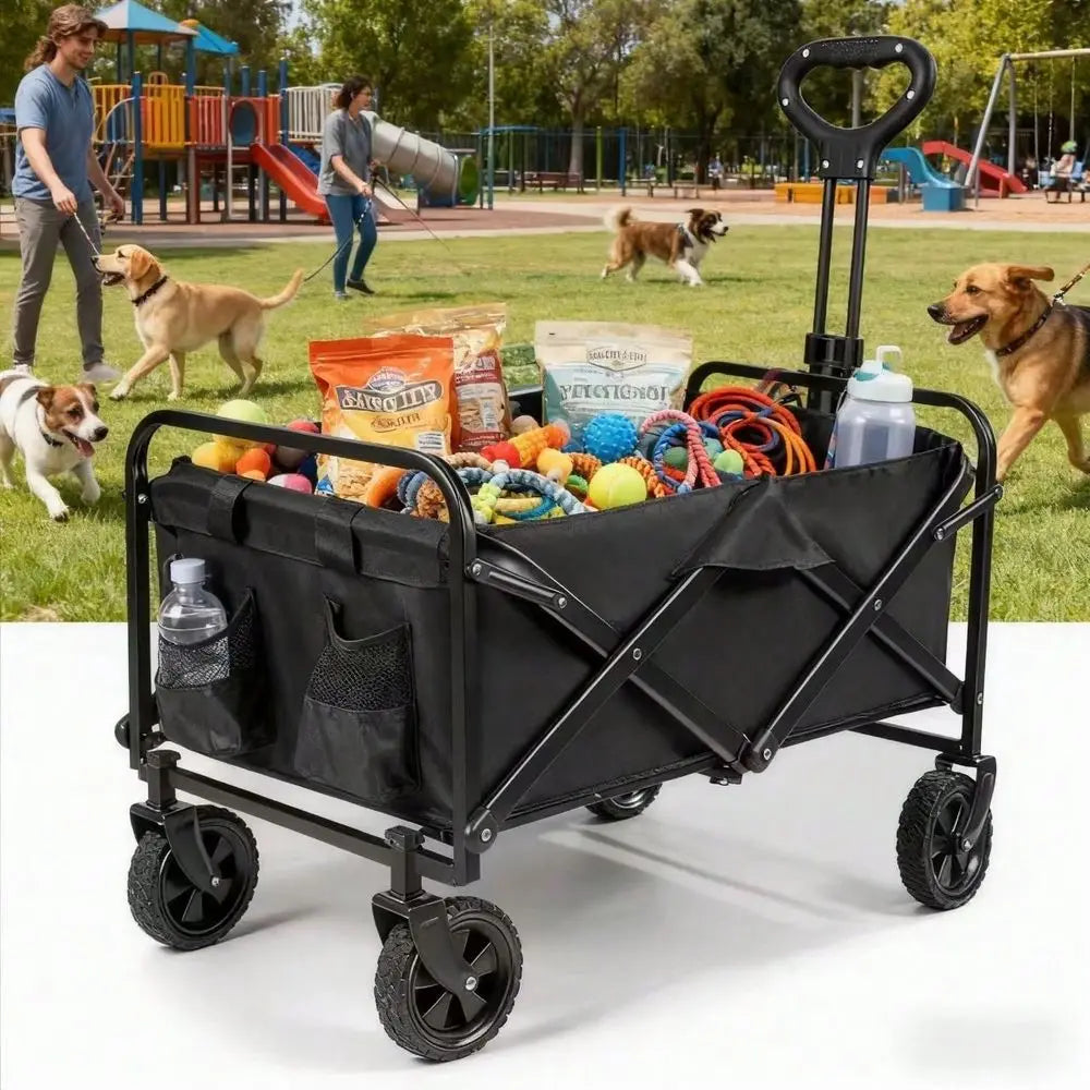 Heavy‑Duty Folding Garden Cart with All-Terrain Wheels, 450Pound Capacity, Foldable Multipurpose Cart.