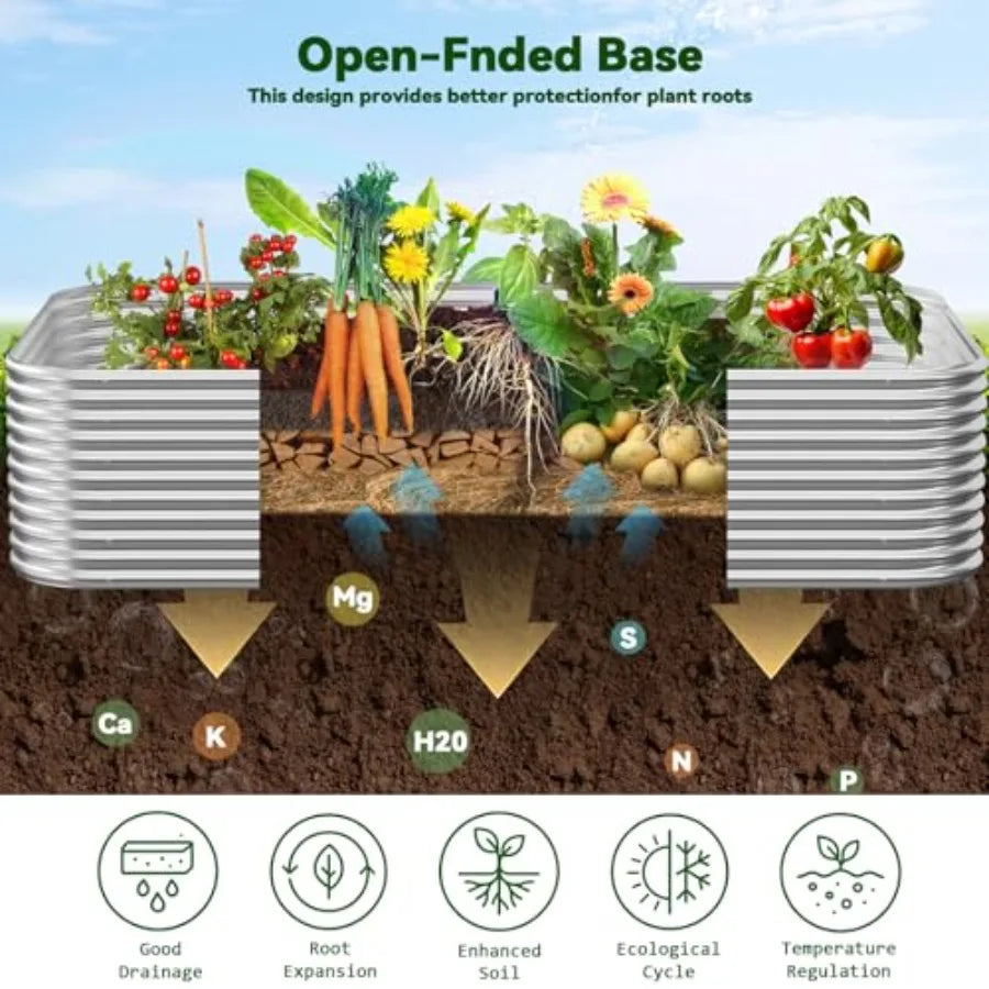 2 Pack Tall 8x3FT Raised Beds for Gardening Corrugated Galvanized Steel Raised Garden Bed Outdoor Metal Above Ground Garden Bed