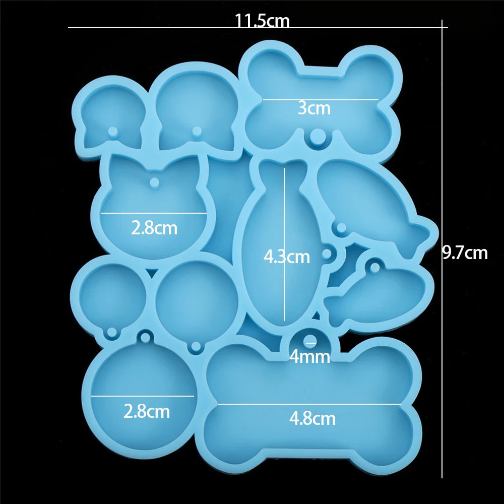 Dog Tag Bone Shaped Keychain Casting Silicone Mold for DIY Key Chain Pendant Crystal Epoxy Resin Molds Craft Jewelry Making Tool
