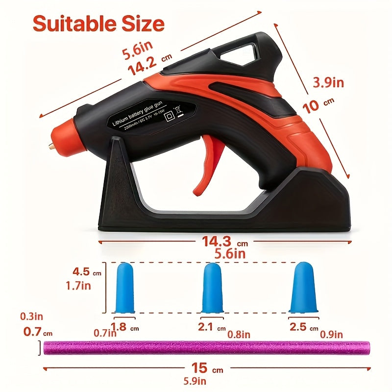 Mini Cordless Handheld Hot Glue Gun with Glue Sticks And Silicone Finger Protectors, Rechargeable Hot Glue Gun Kit for Home Repair, Wood, Card, Quick Arts Crafts DIY & Sealing